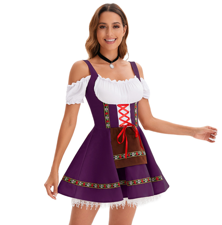 Традиционное баварское платье Dirndl с открытыми плечами Фестивальный костюм